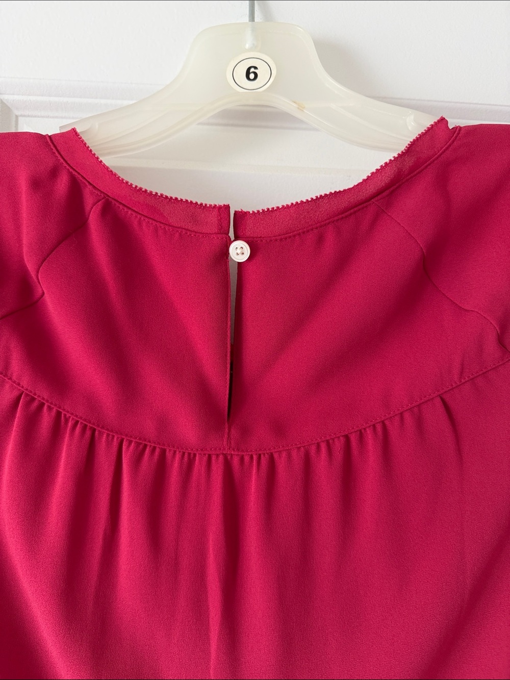 LOFT Raspberry Pink Ruffle Cap-Sleeve Blouse - Picture 4 of 4